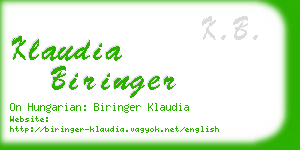 klaudia biringer business card